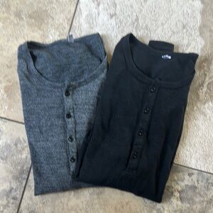 Gray and Black Long Sleeve Henley Shirt SET